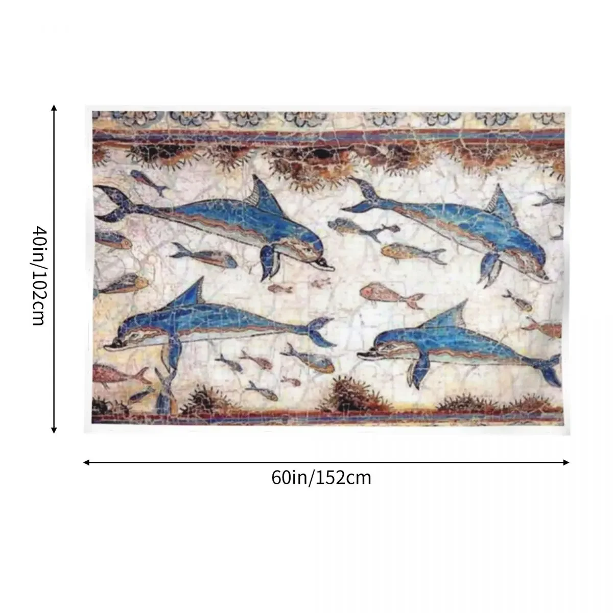 Миноан Дельфины Фреска Гобелен Японский Декор Комнаты Рождественские Украшения