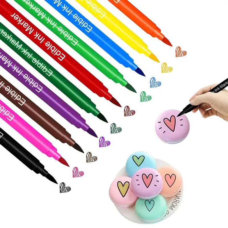 

Edible Markers 10 Colors Double Head Food Markers Food Coloring Pens Decorating Food Markers With Fine Tip For DIY Frosting