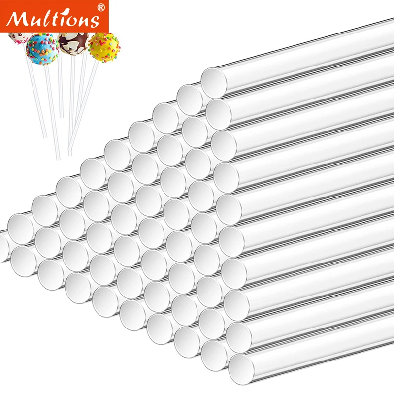 

50/100Pcs Acrylic Lollipop Sticks Clear Reusable Acrylic Rods for Making Lollipops Cake Pops Candies Chocolates and Cookies
