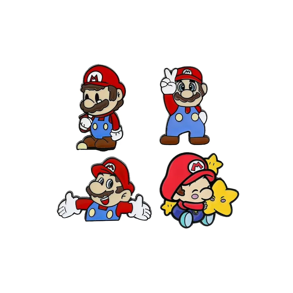 4 шт. забавная металлическая брошь в виде игры супермарио с эмалью