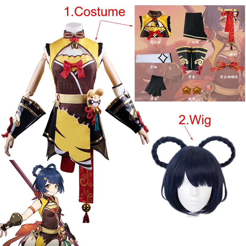 

Женский костюм на Хэллоуин Genshin Impact, костюм для косплея Liyue XiangLing из комиксов, костюм с поясом-знаком и перчатками