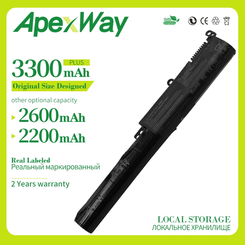 ApexWay 11,1 В A31N1601 Аккумулятор для ноутбука Asus VivoBook A541UA X541 X541NA X541NC X541U 0B110-00440000 / -00440100 A31LP4Q