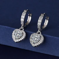 fashion delacate cubic zircon small hoop earrings simple heart drop dangle earrings for women jewelry fine gift