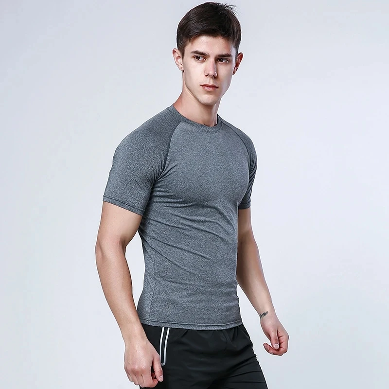

2023 Mens Compression Skinny T-shirt Gyms Fitness Tight t shirt Summer Short sleeve Quick dry Tee Tops Male