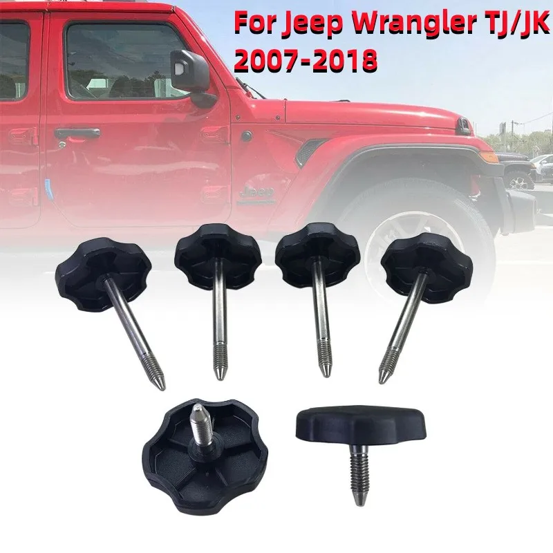 

6Pcs Soft Top Window Frame Knob Door Surround Knobs Kits with Pin Fit For Jeep Wrangler JK 4-Door 2007-2018