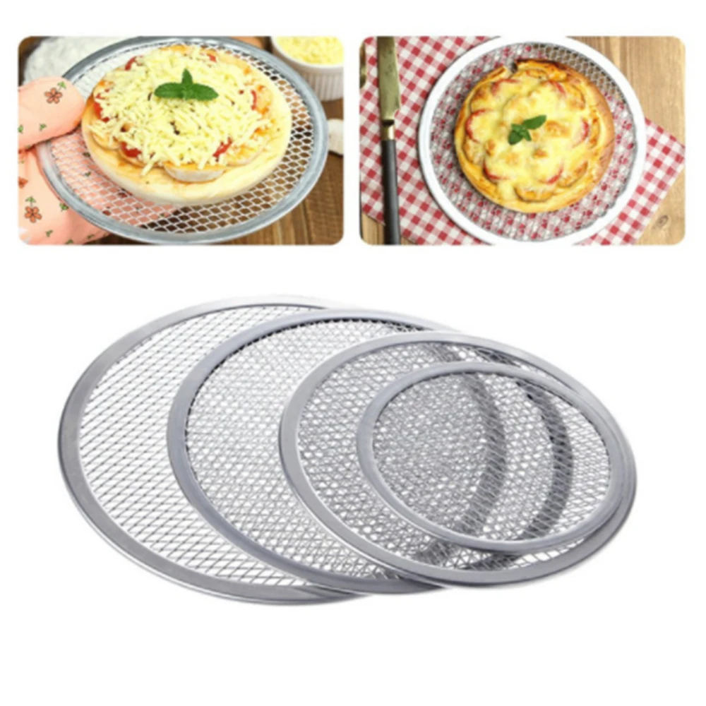 Pizza Pan Aluminum Thicken Non-stick Net Round Mesh Bake Tray Kitchen Tool Bakeware |