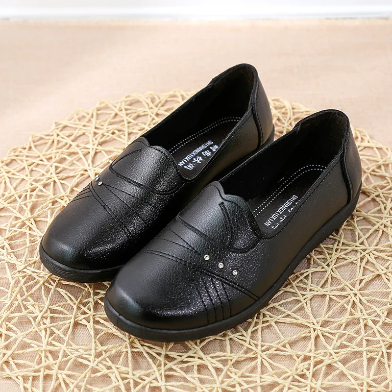 

Fashion Mom Concise Loafers Black Slip-On Comfort Oxford Shoes Female Mother Solid White Flats Mules Ladies Casual Sport Shoes