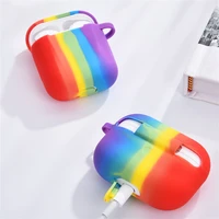 rainbow design silicone case for airpods 1 2 pro sticker skin bluetooth earphone cases air pods pro protective accessories