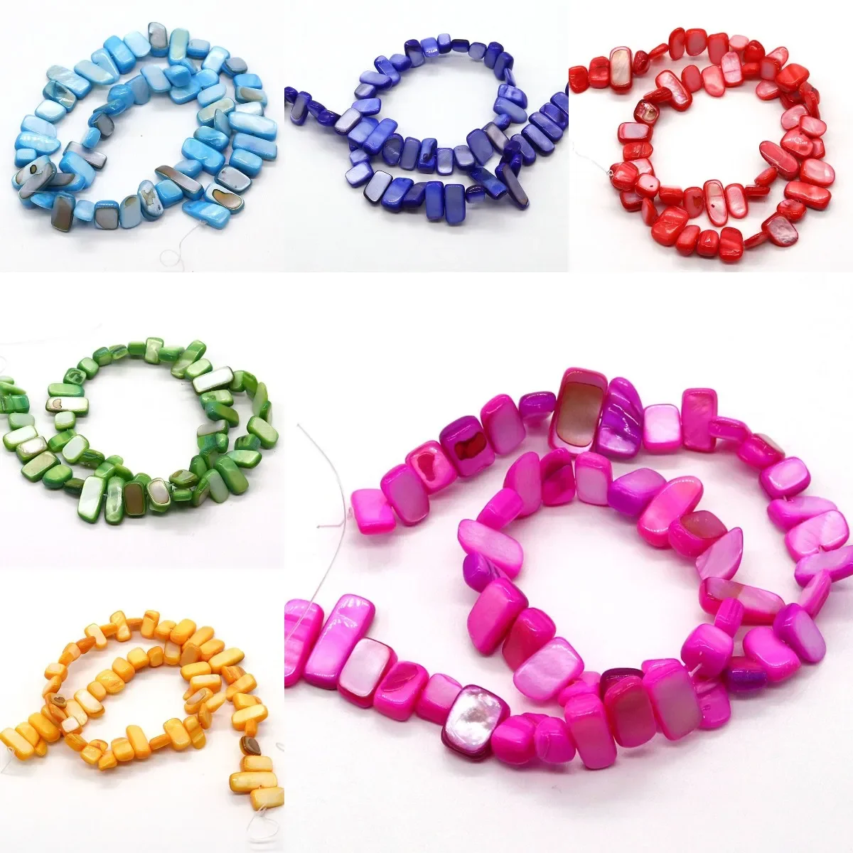 Нерегулярные окрашенные бусины-ракушки натуральный перламутр прямоугольник 9-15