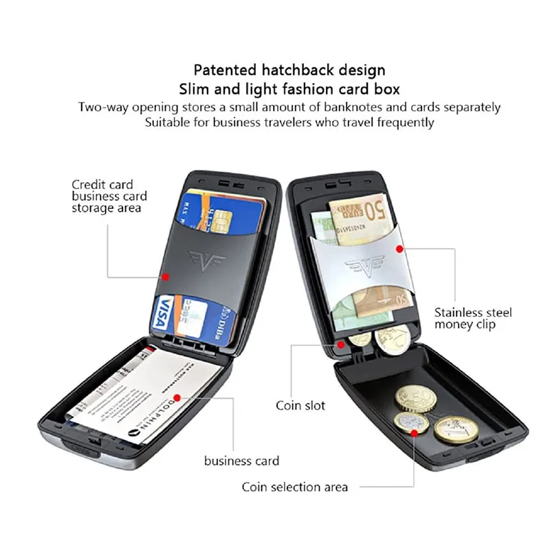 Модный мужской алюминиевый кошелек с защитой от кражи держатель для кредитных