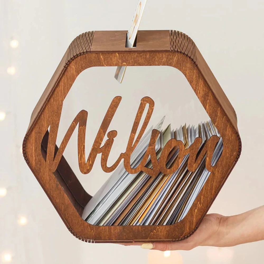 

Personalized Wedding Card Box Decorative Wooden Ornaments Color Optional for Wedding Occasion Effective Card Organizer RERI889