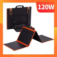 120W 18V Foldable Solar Panel Portable Solar Charger DC Output Waterproof Solar Cells for Phones Tablets Van RV Trip Generator