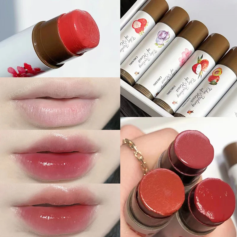 Colored Lip Balm Set Moisturizing Clear Rose Black Tea Lip Stick Primer Nude Makeup Cute Jelly Tinted Lip Gloss Plump Lip Care
