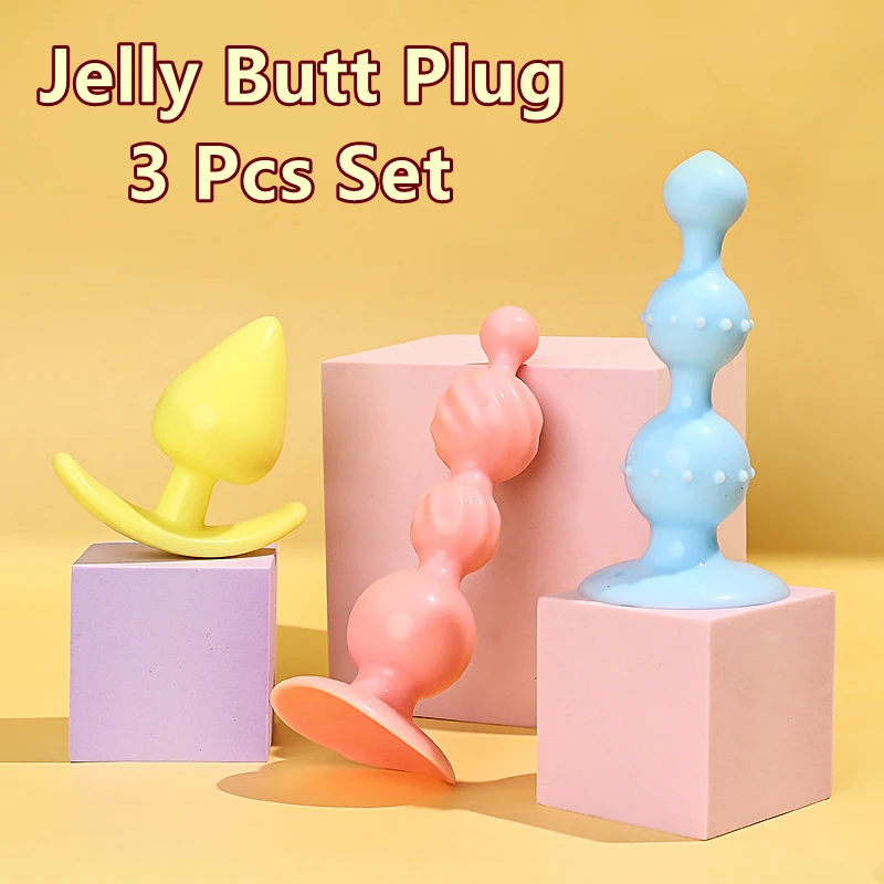 3pc/Set Soft Silicone Butt Plug Anal Plugs Training Set Expandable Beginner Anal Beads Stimulator Trainer Beginner Sex Play Toy