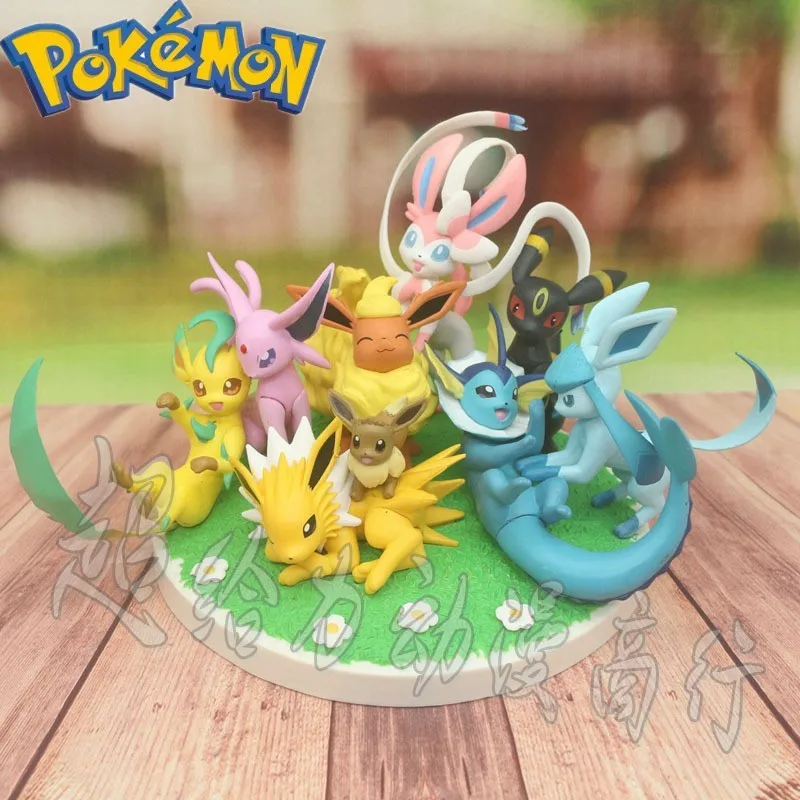 

9pcs Figures Anime Pokemon Figurine Eevee Glaceon Sylveon Eeveelution Pvc Room Decorations Toy Collection Birthday Gift