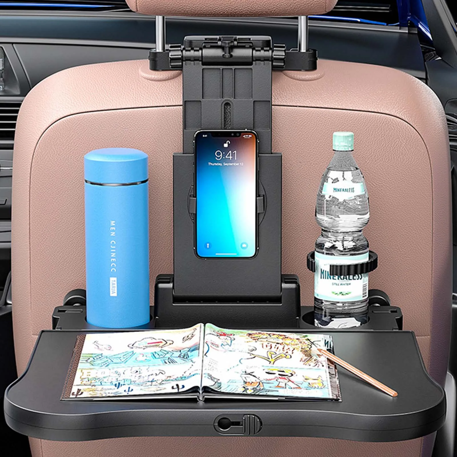 

Car Desk Kids Passenger Roadtrip Backseat Travel Dinning Working Laptop Trays Foldable Car Eating Food Seat Table