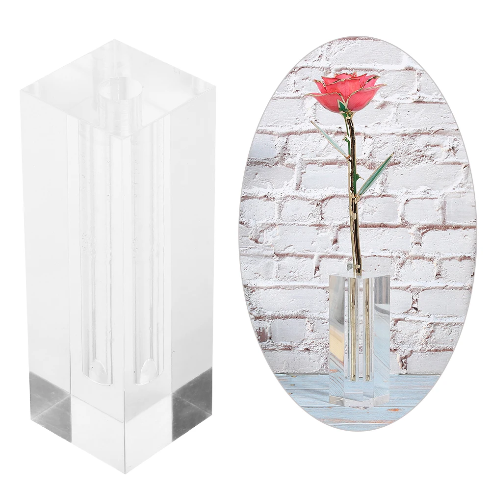 

Transparent Rectangular Rose Flower Base Acrylic Display Stand Home Room Decoration Ornament