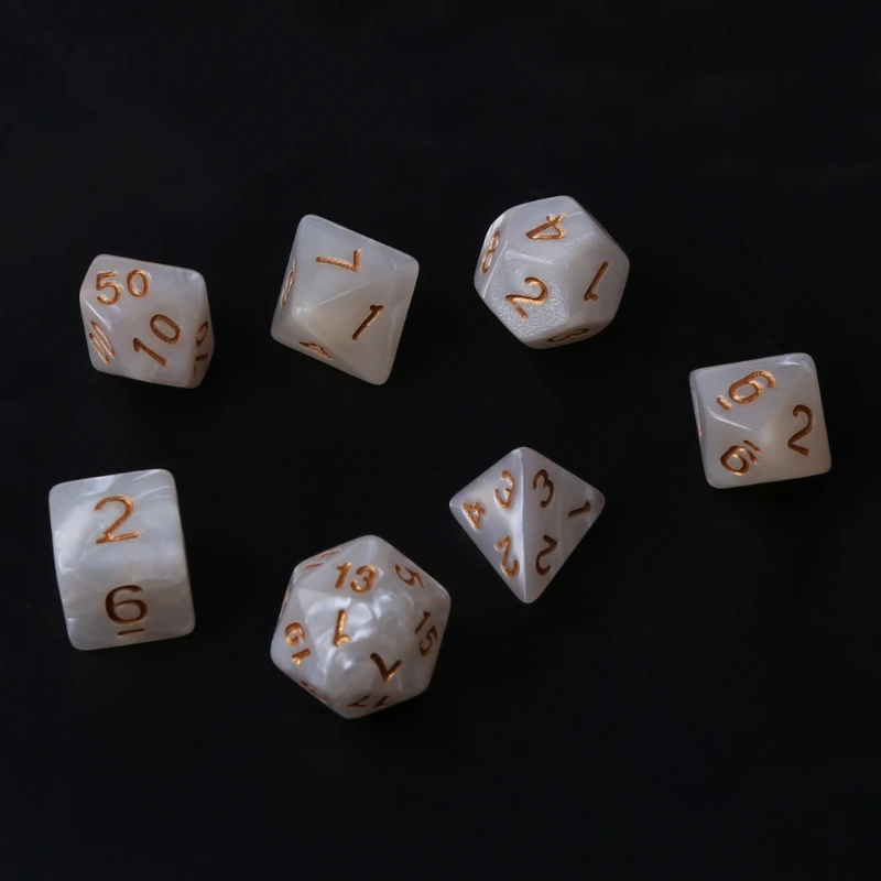 7 черносторонних кубиков D4 D6 D8 D10 D12 D20 набор ролевых поли-игр