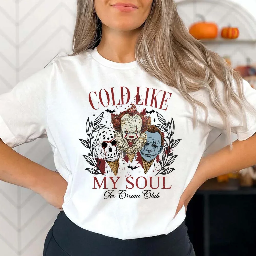 Cold Like My Soul Ice Cream Club Женская мода Ретро Модная футболка Свободная женская с