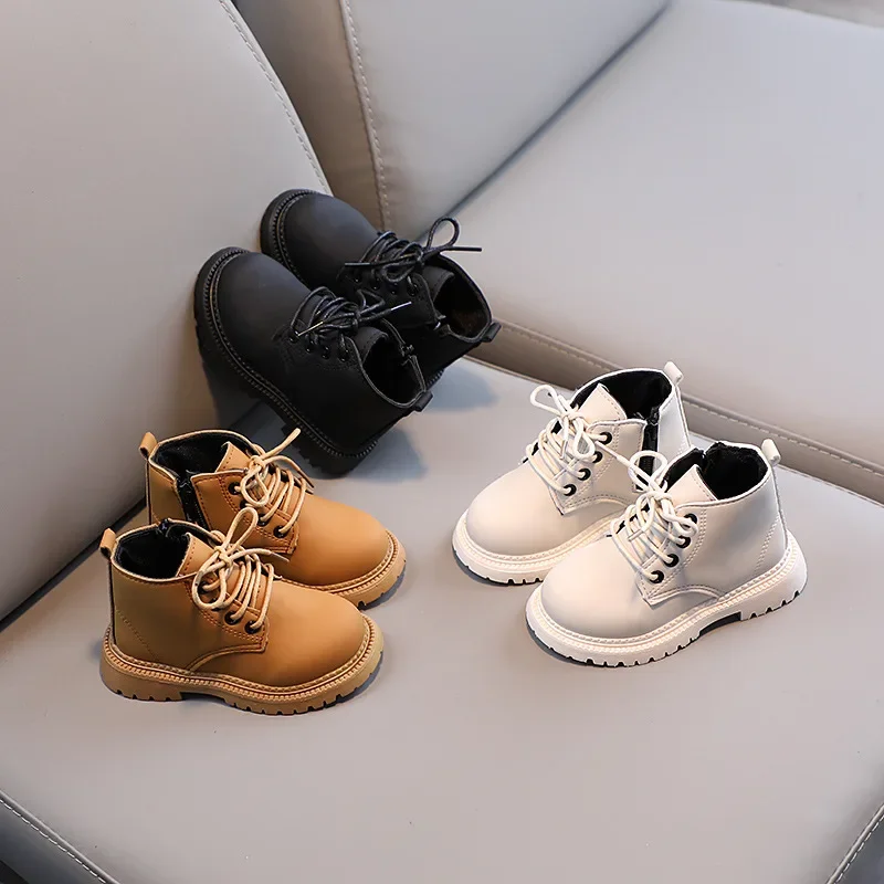

Autumn Winter Children's Solid Color Anti Slip Low Barrel Warm Single Boot Girls' Fashion Shallow Mouth Casual Snow Boots