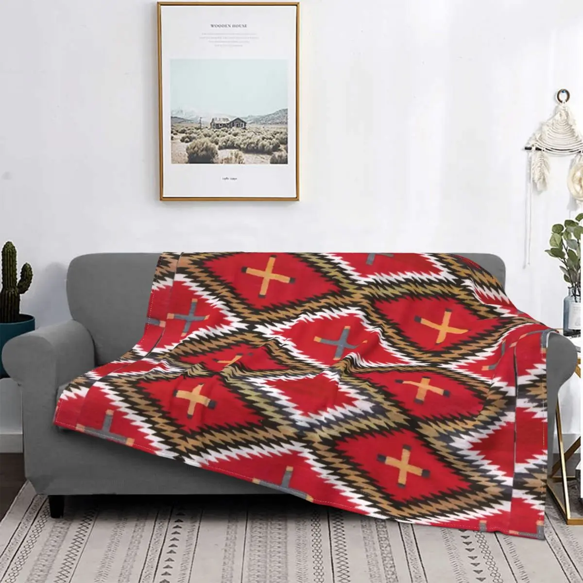 1915 Navajo Blankets Fleece Summer High Res Scan of Original Museun Portable Ultra-Soft Throw Blanket for Bed Outdoor Bedspread