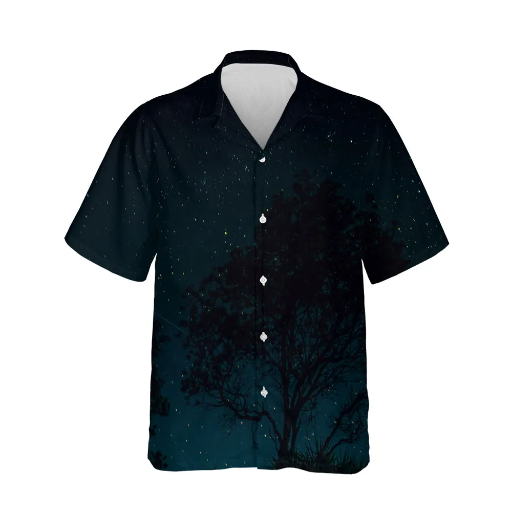 Jumeast 3D Summer Hawaiian Men's Short Sleeve Black Shirt Clothing Fashion Loose Breathable Blouse Single Breasted Man Clothes