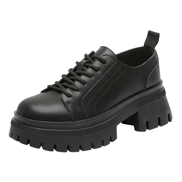 Flat Platform Leather Loafers for Women 
