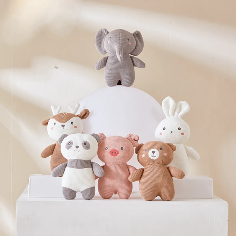 18CM Baby Crochet Jungle Animals Sleeping Toy Stuffed Knitted Doll For Baby Children