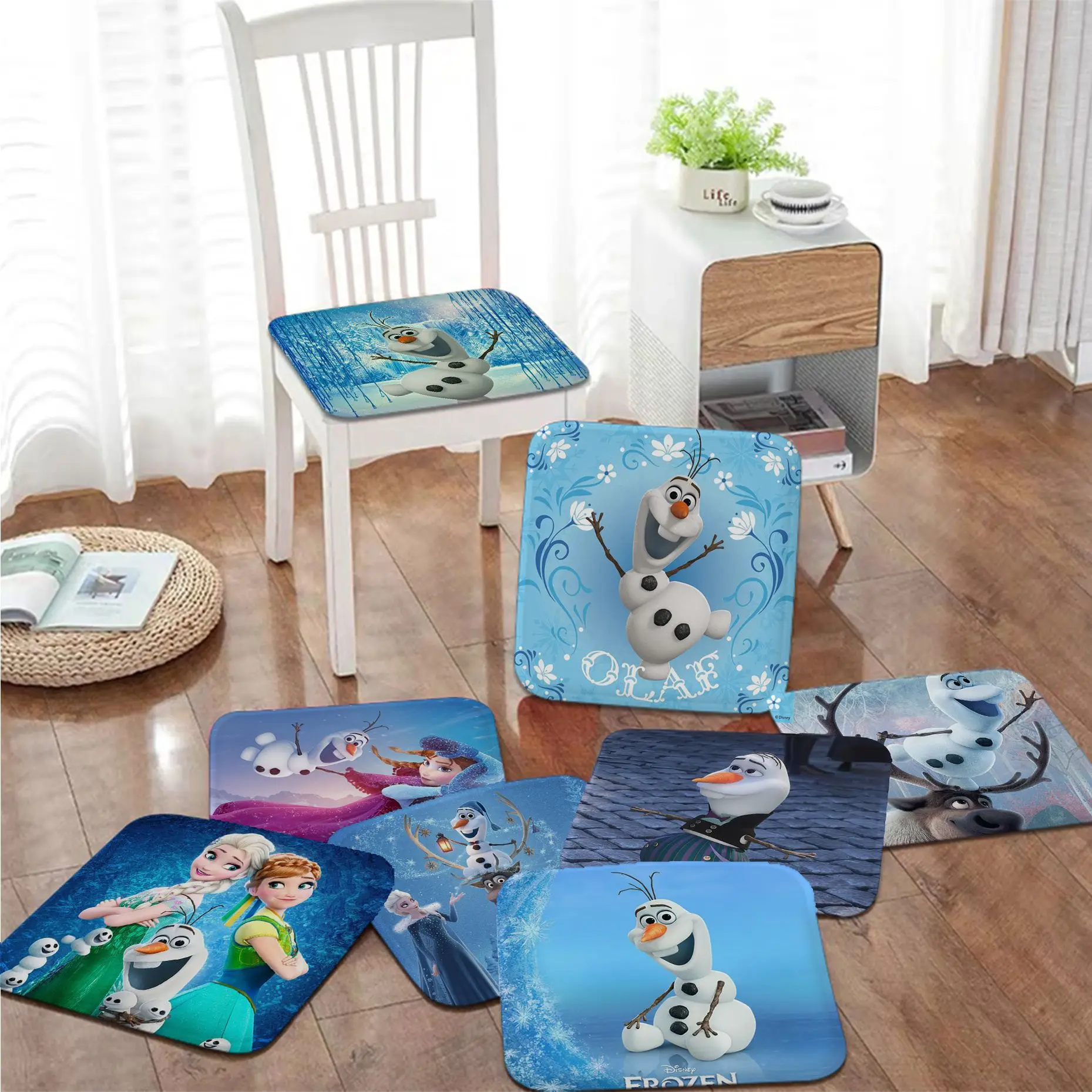 

Disney Olaf Snowman Frozen Art Chair Cushion Soft Office Car Seat Comfort Breathable 45x45cm Stool Seat Mat