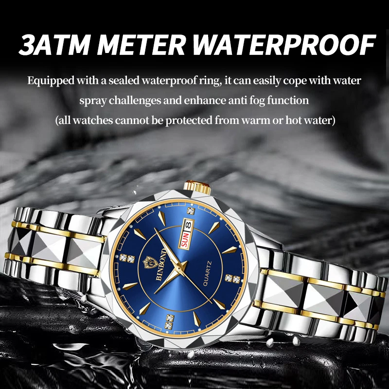 Binbong Женские Кварцевые Наручные Часы Модный Светящийся Водостойкий Дисплей Даты