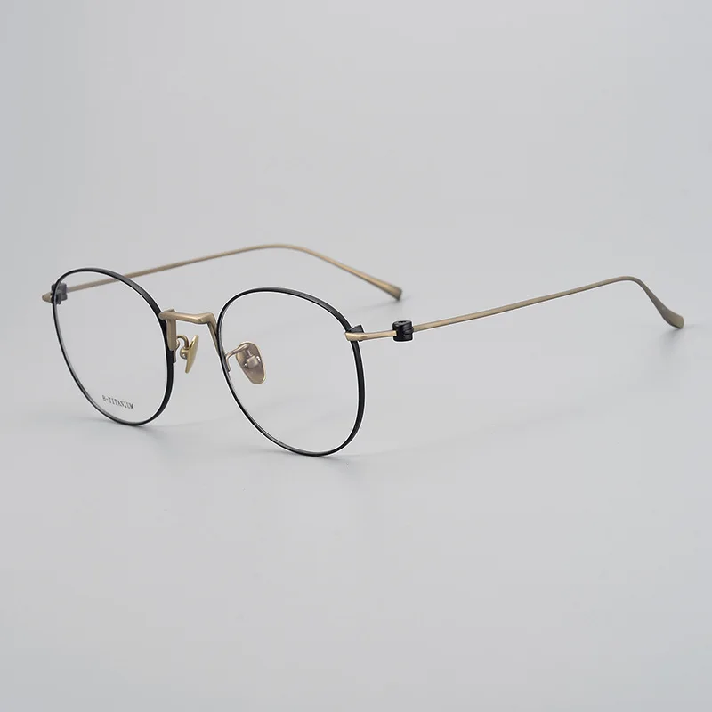 

Оправа для очков Женская титановая, модная круглая оптическая оправа для очков при близорукости, роскошный Брендовый аксессуар ручной работы
