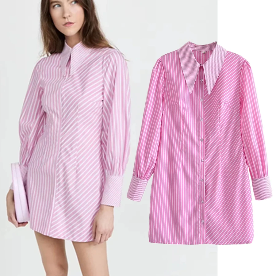 

Женское платье Дженни и Дэйв, модная розовая Повседневная Длинная рубашка в полоску в стиле инстаграм, в стиле Ins, 2022