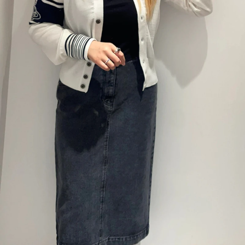 

Новинка 2023, осенне-зимняя женская джинсовая юбка Saturn