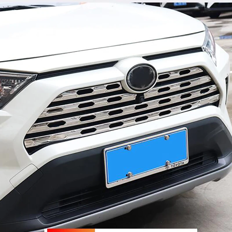 Передняя верхняя Центральная решетка гриля из углеродного волокна для Toyota RAV4 2019