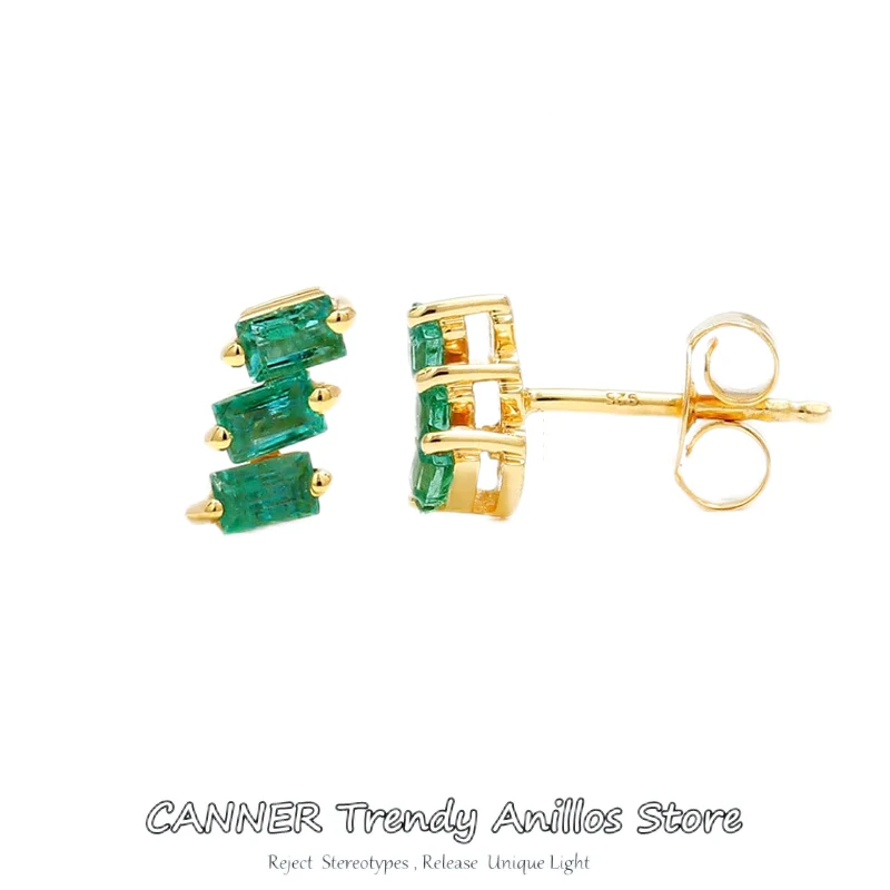 

CANNER 1Pair 925 Sterling Silver Earring For Women Multi-Colored Zircon Stud Piercing Earrings Jewelry Not allergic Dropshipping