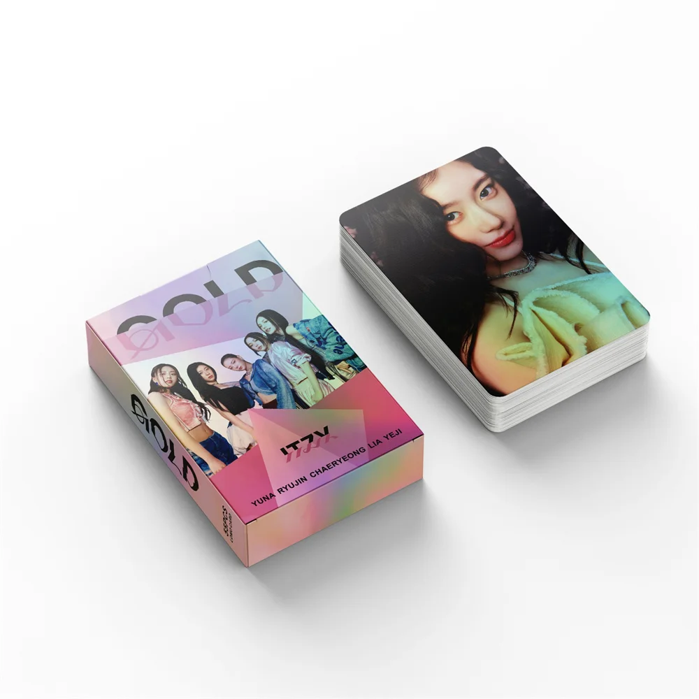 55 шт./компл. KPOP ITZY GOLD Laser HD фотокарточки двухсторонняя бумага с покрытием карты