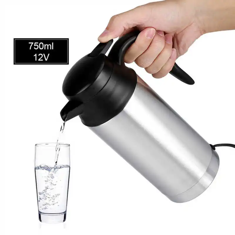 

12V 750ml 120W Electric Kettle Stainless Steel Electric Bottle Car Kettle Heating Cup Coffee Mug Travel Heating Water Bottles