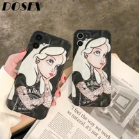 new cartoon disney princess iphone 13 12 11 pro max x xr xs max black case shockproof protective aesthetic case for women girls