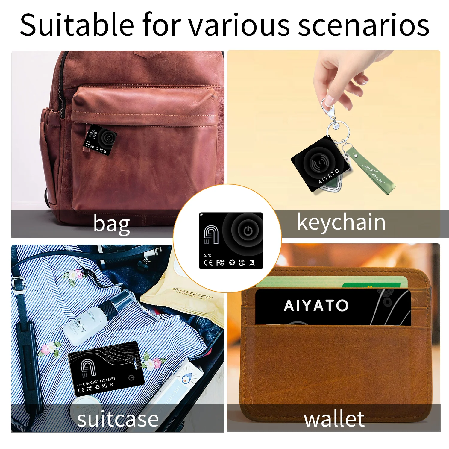 Фото AIYATO Ультратонкий кошелек-карта Airtag Bluetooth GPS-трекер Смарт-тег работает с Apple Find My APP Air Tags Местоположение для IOS №5