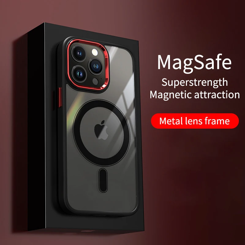 

Роскошный прозрачный чехол для телефона HD для iPhone 14 13 12 11 Pro Max, Магнитный чехол Magsafe с беспроводной зарядкой, противоударный Гибридный бронированный чехол