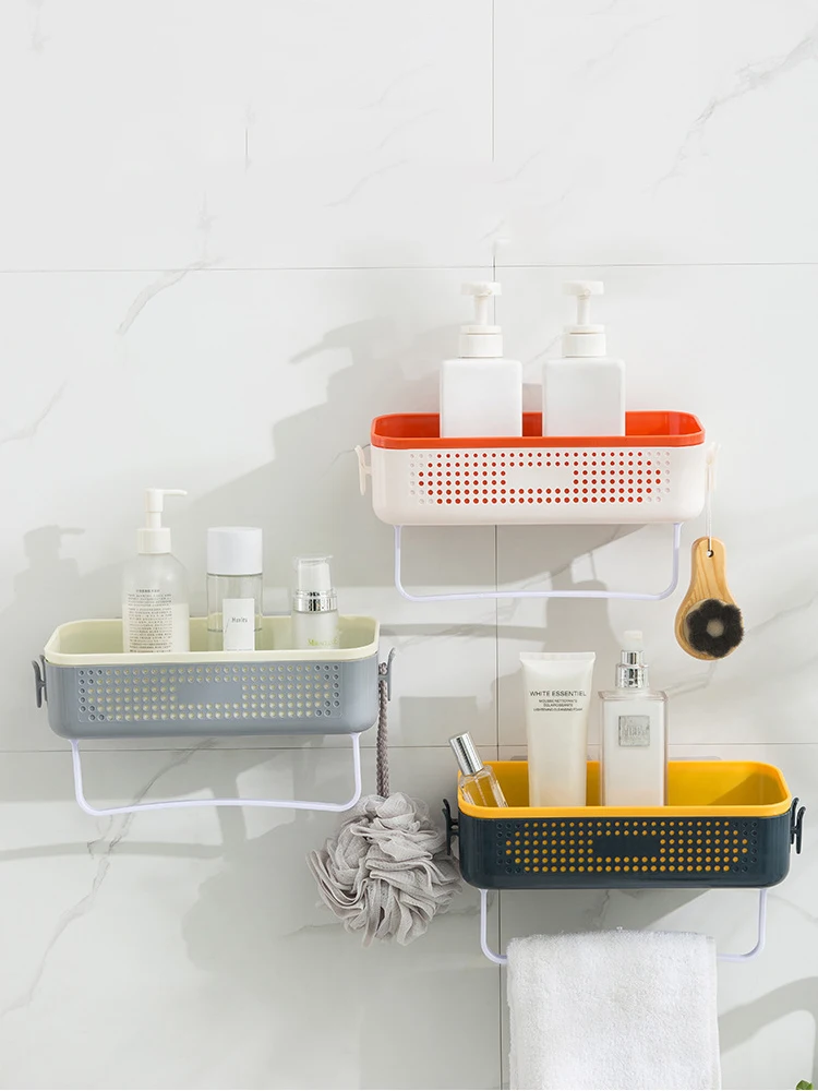 

Removable Bathroom Shelf Storage Rack For Soap Shampoo Storage Drain Design Bathroom Decoration Accessories Housekeeper On Wall