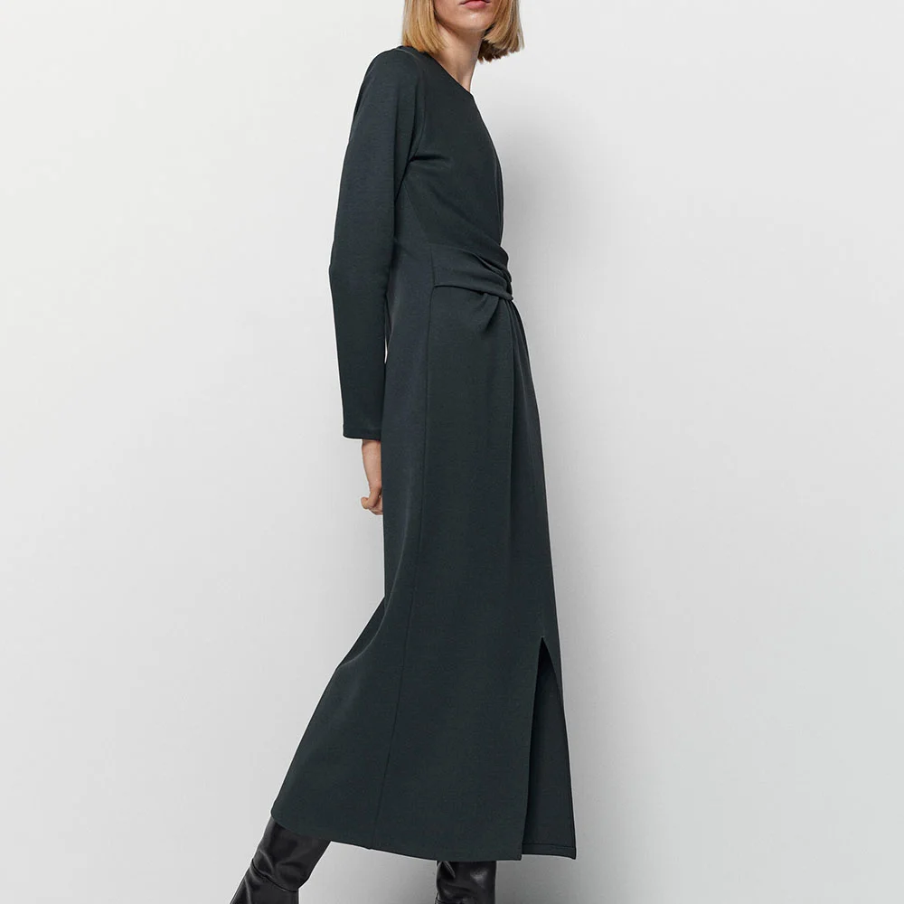 

Robe longue slim avec nœud avant pour femme, vêtement de haute qualité, à la mode, nouvelle collection automne 2022