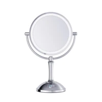 desktop 8 inch makeup mirror 2 face metal mirror 3x 5x 10x magnifying cosmetic mirror led lamp adjust the brightness