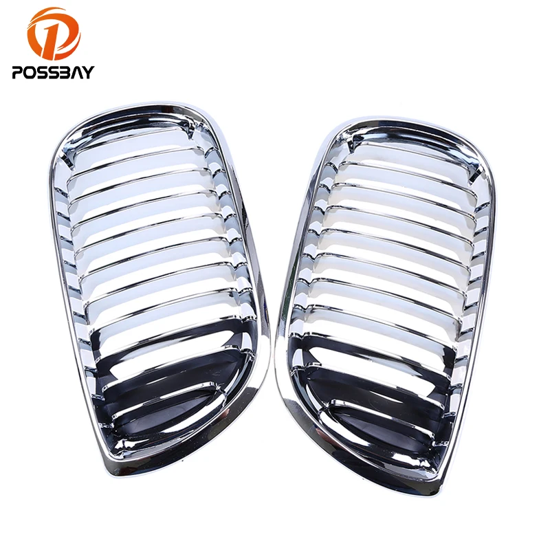 

POSSBAY ABS Chrome Silver Front Center Wide Kidney Hood Grilles for BMW 3-Series E46 Sedan 325i/325xi/330d 2001-2005 Facelift