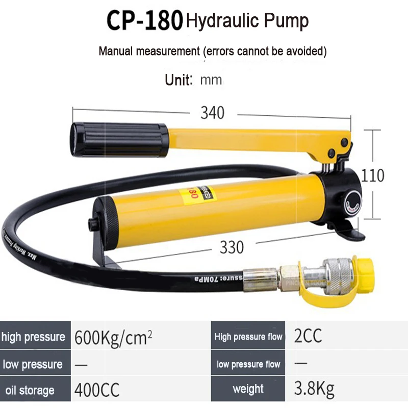 

CP-180 Ultra-High Pressure Hydraulic Hand Pump Manual Pump Hydraulics Large Oil Volume Hand Pump High Pressure Oil Pump