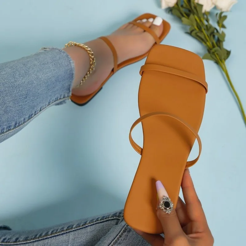 

Женские пляжные шлепанцы, удобные сандалии на плоской подошве, Повседневные тапочки, лето 2023