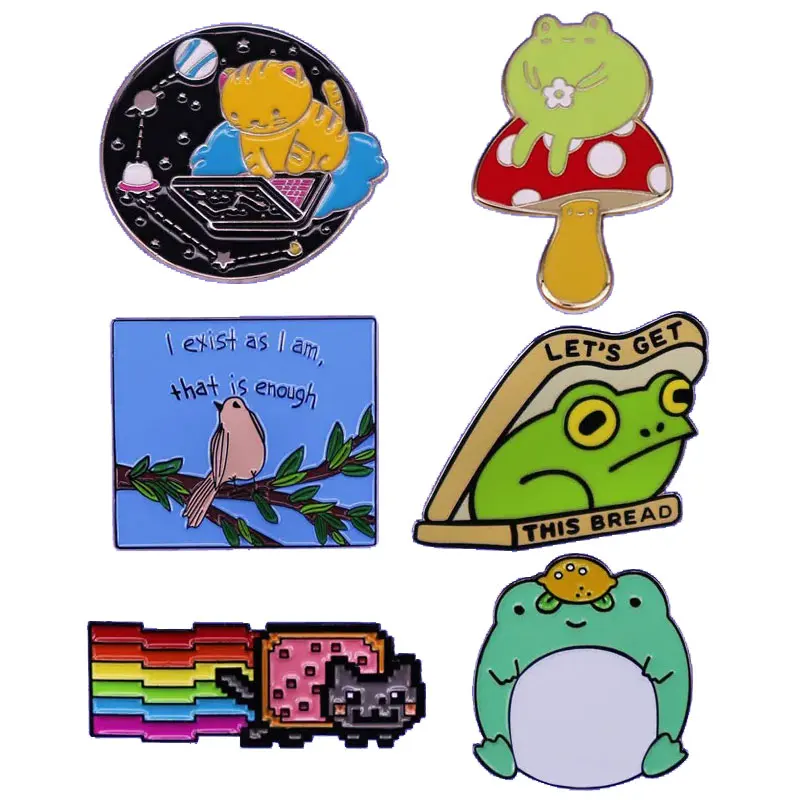 

Cute Cartoon Animals Comic Badge Creative Enamelled Metal Pin Backpack Denim Jacket Brooch Decoration Fashion Jewelry Gift