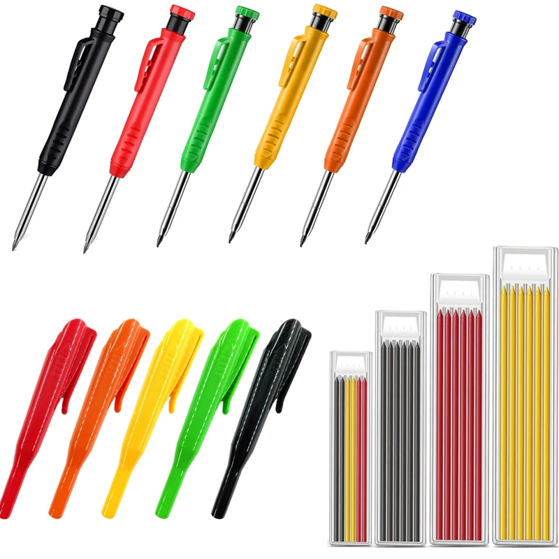 +holder Deep Hole Mechanical Marker Stand Pocket Clip Pencil Holder Carpentry Marking Scribe Tool Woodworker