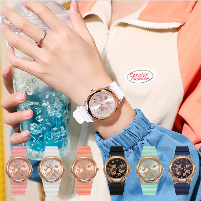 

Trendy Round Dial Butterfly Pattern Creative Simple Watch wrist accessories