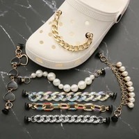 1pcs croc shoes charms gold silver bling black chain shoe diy metal decoration pendant buckle for gift shoelace accessories
